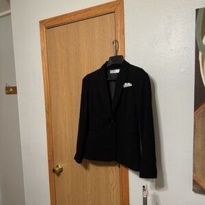 Tahari A.S.L NWT Size 6 Solid Black Long Sleeve One-Button Blazer